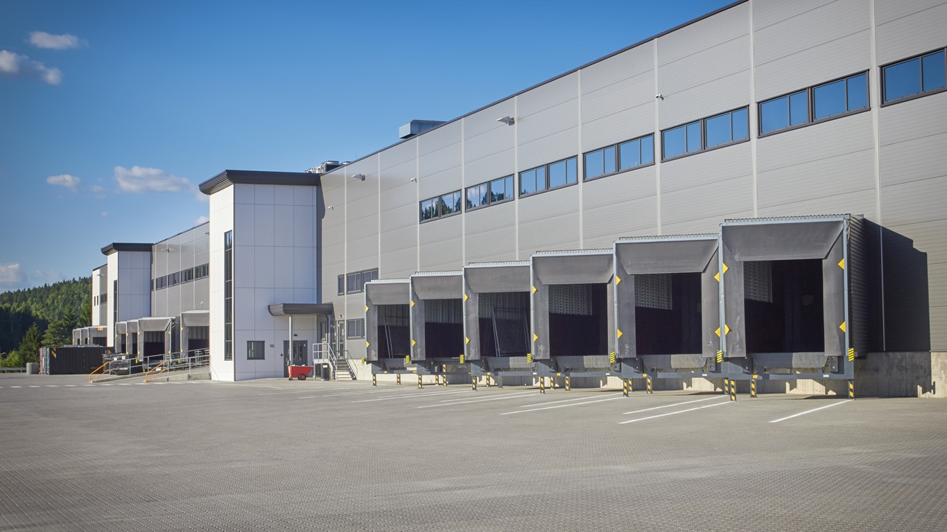 Industrial warehouse with loading docks